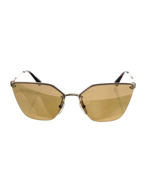 prada acetate & metal mirrored cat eye sunglasses